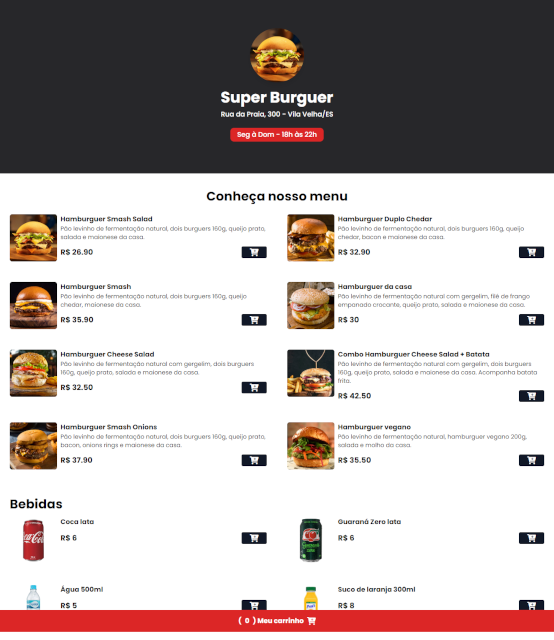 Site exemplo de Restaurante / Delivery desenvolvido pela Upside Web Design