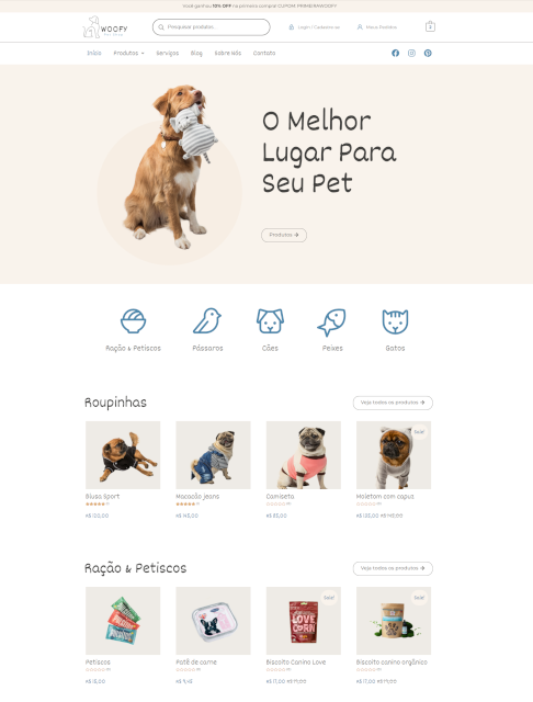 Site exemplo de Pet Shop (e-commerce) desenvolvido pela Upside Web Design